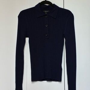 RW&CO. Dark Blue Ribbed Button-Down Sweater